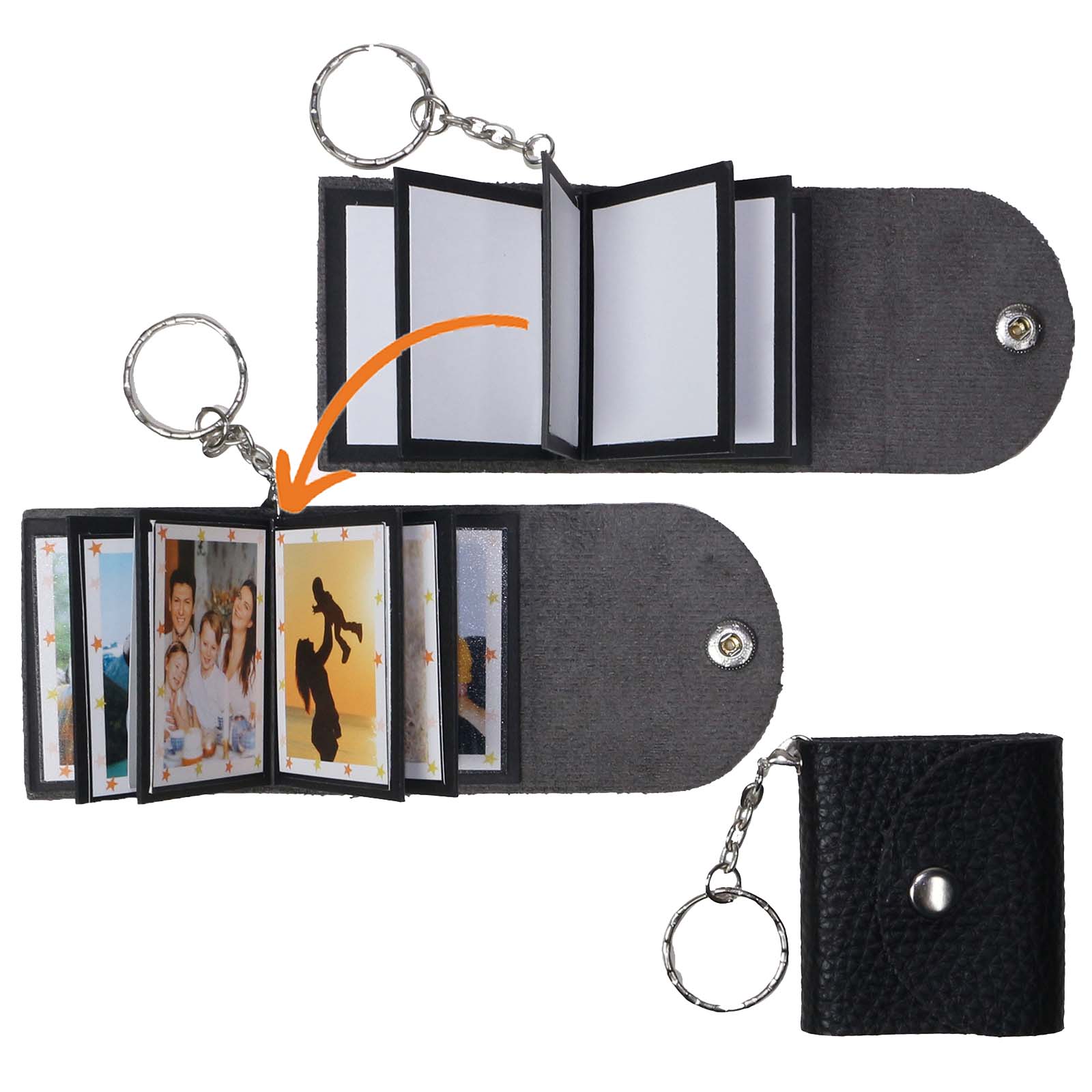 Mini Photo Keychain, DIY Small Custom Leather Memory Photo, Picture Keychains Personalized Album for Family, Boyfriend, Couples, Dog, Friends - uniqicon