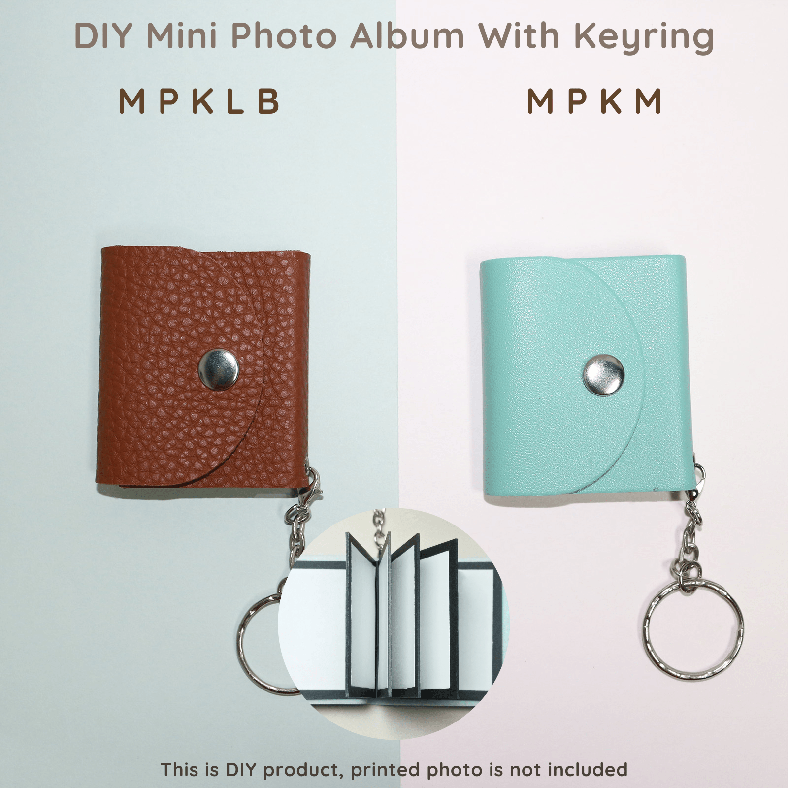 Mini Photo Keychain, Leather Memory Photo, Picture Keychains Personalized Album for Family, Boyfriend, Couples, Dog, Friends - uniqicon