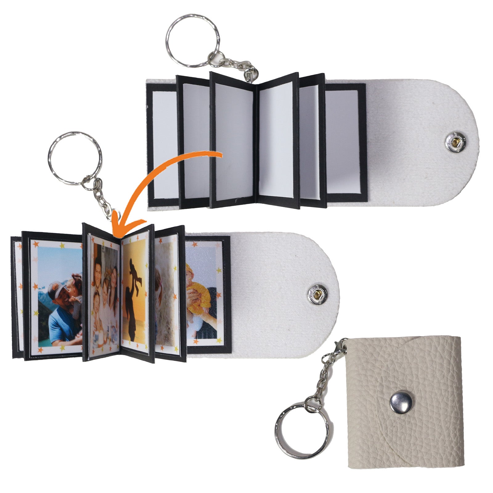 Mini Photo Keychain, Leather Memory Photo, Picture Keychains Personalized Album for Family, Boyfriend, Couples, Dog, Friends - uniqicon
