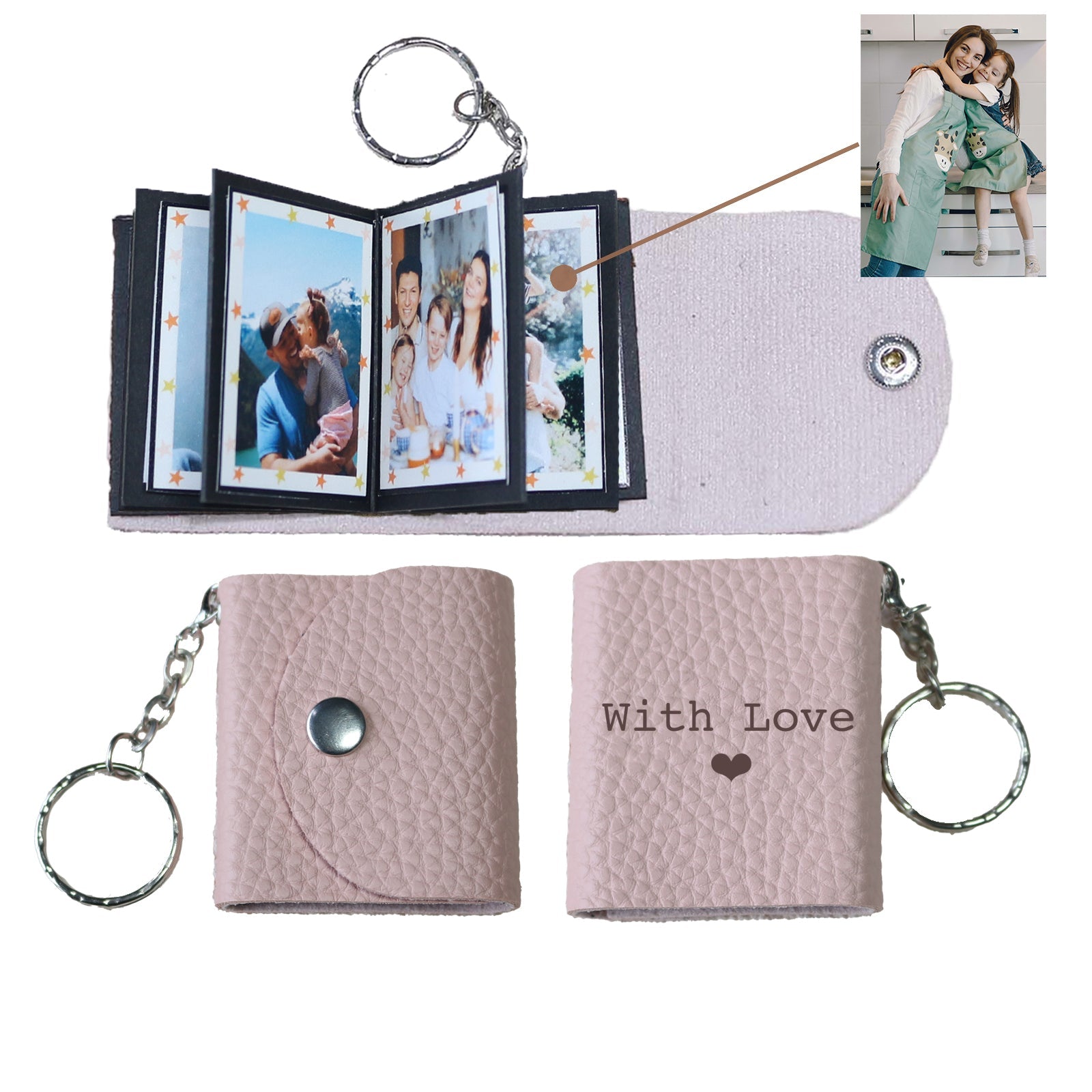 Personalized Mini Photo Keychain,Picture Keychains(Red) Personalized Album, Mini Cute Key Ring Keychain with Picture Book for Family, Boyfriend, Couples, Dog, Friends - uniqicon