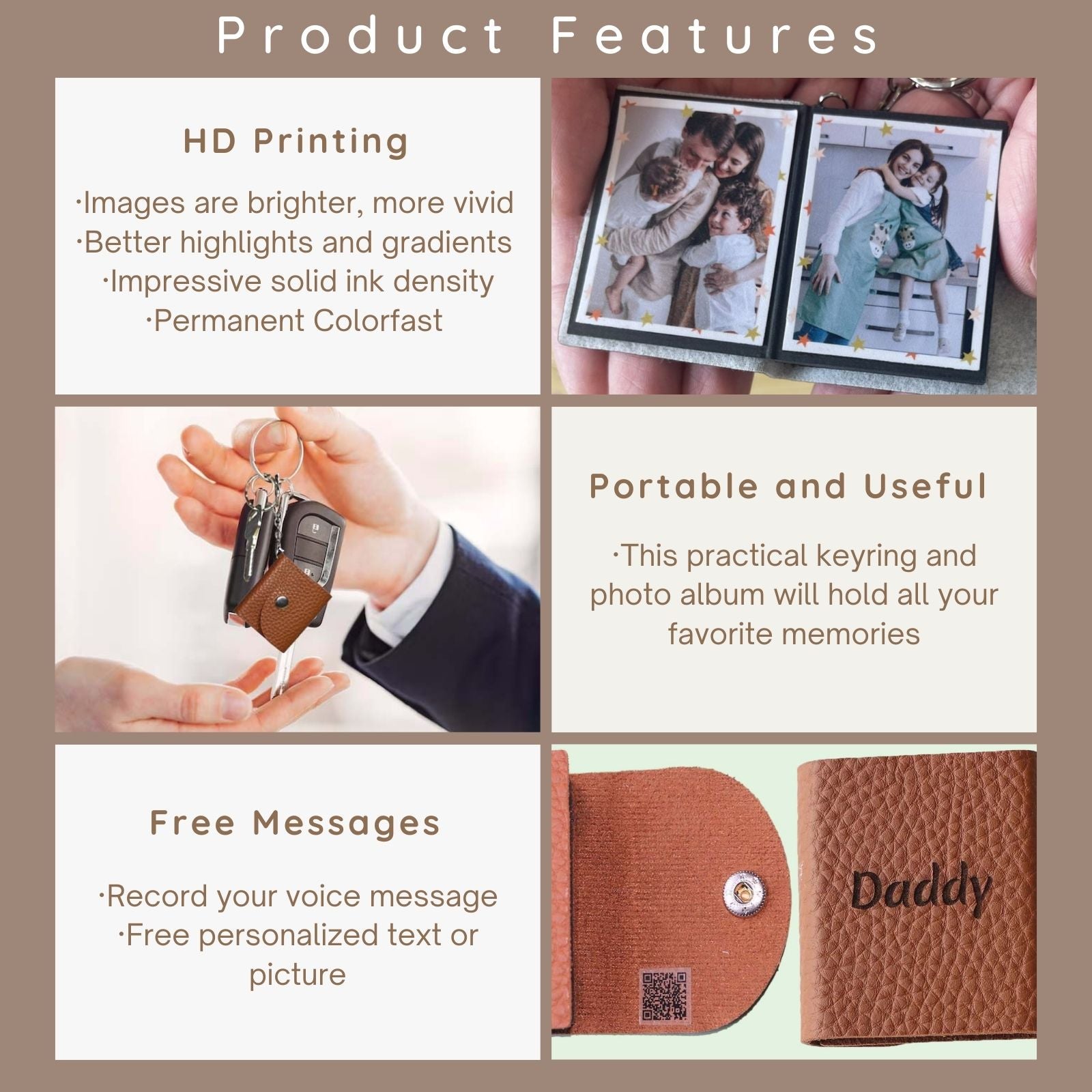 Personalized Mini Photo Keychain,Picture Keychains(White) Personalized Album, Mini Cute Key Ring Keychain with Picture Book for Family, Boyfriend, Couples, Dog, Friends - uniqicon