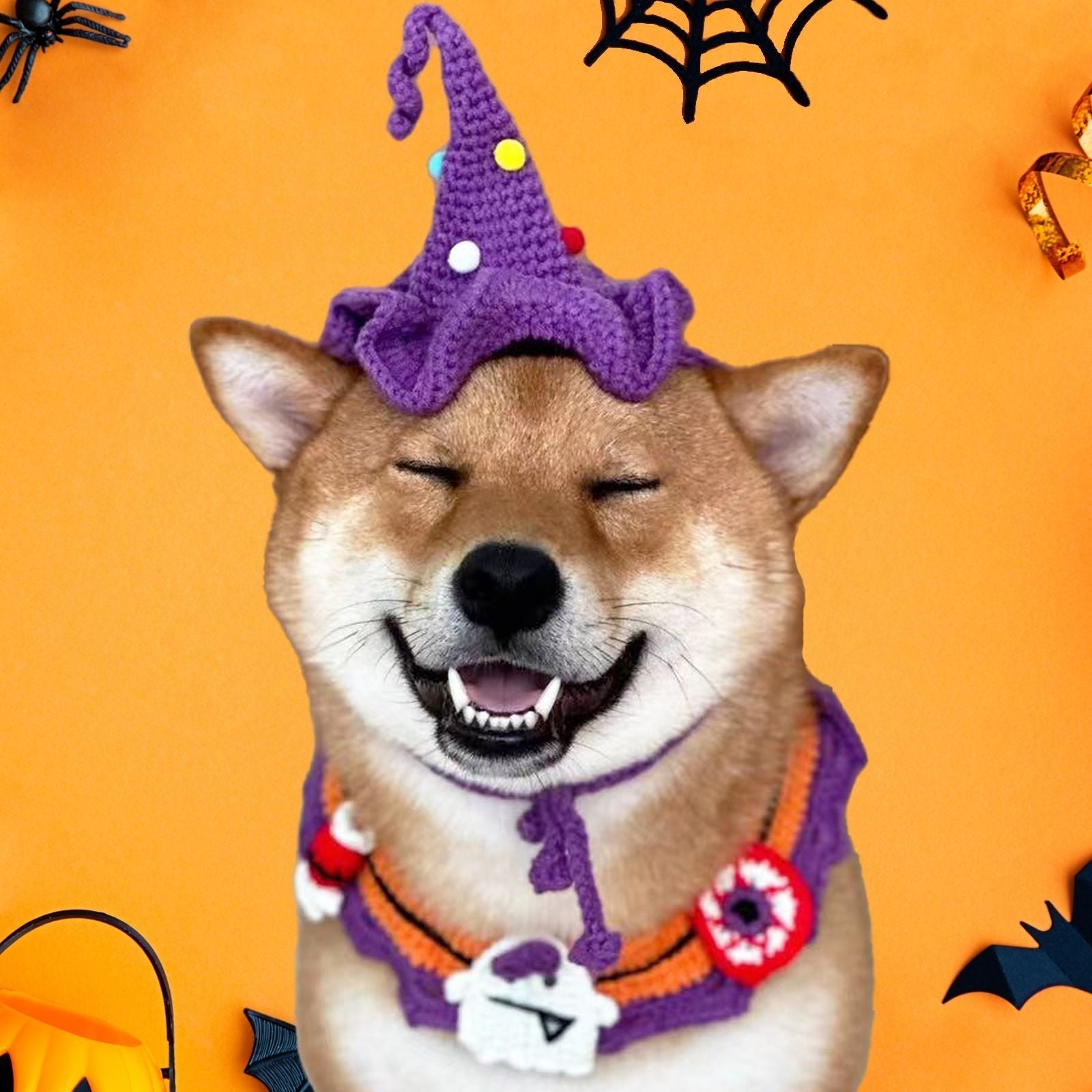 dog halloween costume, handmade collar costumes for dogs cat pet medium large small puppy kitten - uniqicon