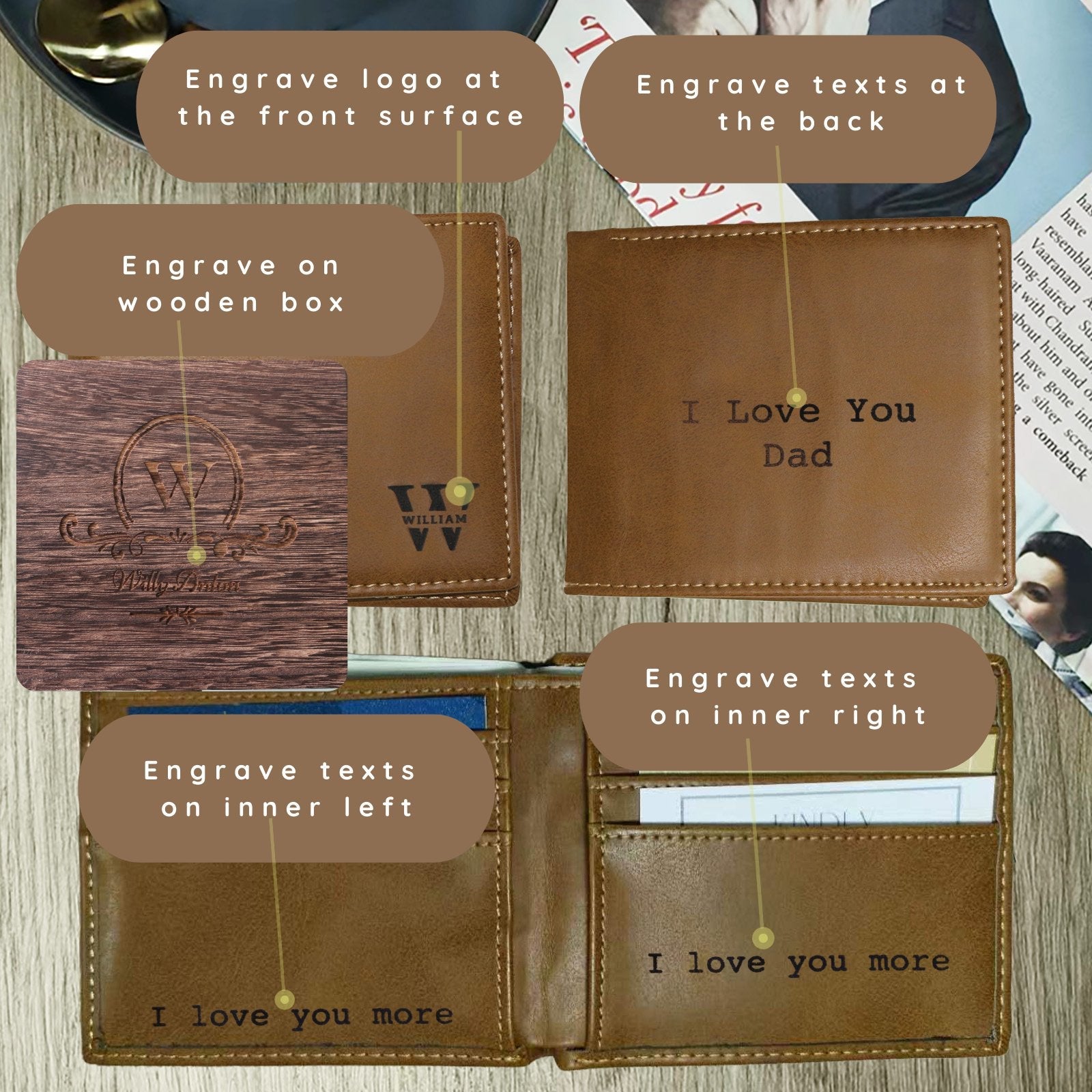 Personalised Leather Slim Credit Card Mens Wallets Custom Hombres Minimalist Men'S Carteras Para Billeteras De Front Pocket Wallet Gifts For Men Boyfriend - uniqicon