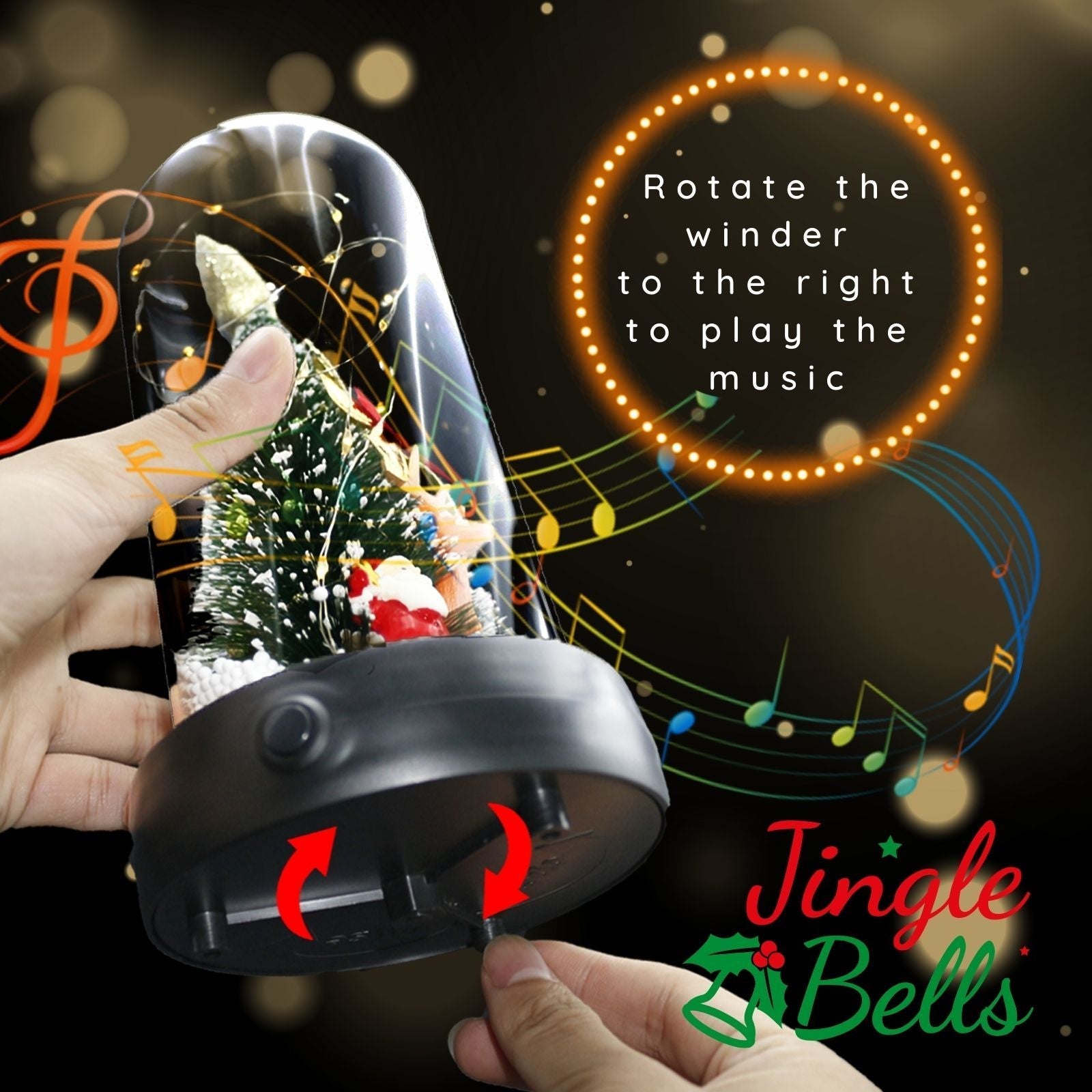 uniqicon LED Christmas Tree Music Box in Glass Dome with Santa Claus, Snowflakes Decorations Tree Present, Indoor Home Decor Gifts, Christmas Music Wooden Box Gifts for Girls Women Mom Friend - uniqicon