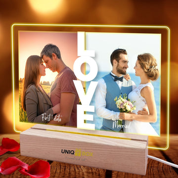 Customised Acrylic Plaque Night Lights,Couple Photos Gift for Valentines,Wedding Anniversary Engagement Gift for Him Her Girlfriend Boyfriend Husband Wife, Romantic LED Night Light Decor - uniqicon