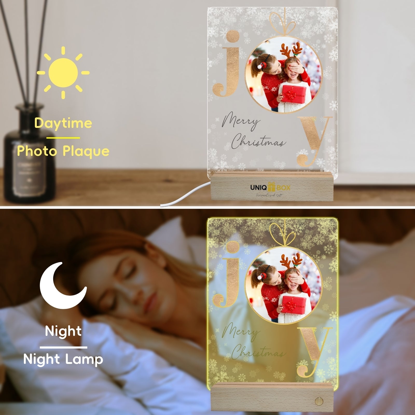 Customised Acrylic Plaque with Lights,Christmas Family Photo Frames Present for Daughter Son from Daddy Mum,Personalised Picture Frame for Grilfriend Boyfriend,Best Friend Gift Ideas - uniqicon