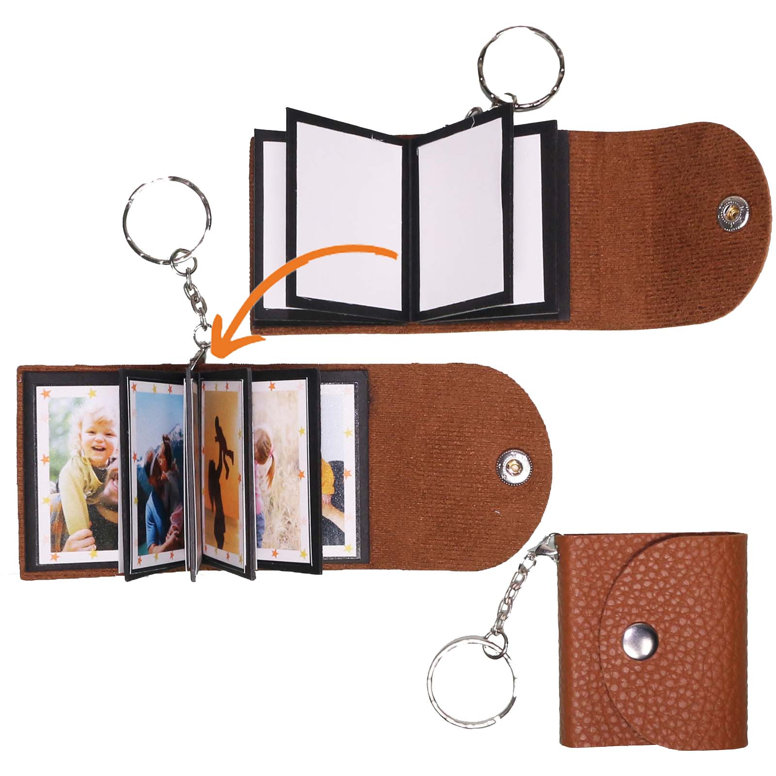 Mini Photo Keychain, DIY Small Custom Leather Memory Photo, Picture Keychains Personalized Album for Family, Boyfriend, Couples, Dog, Friends - uniqicon