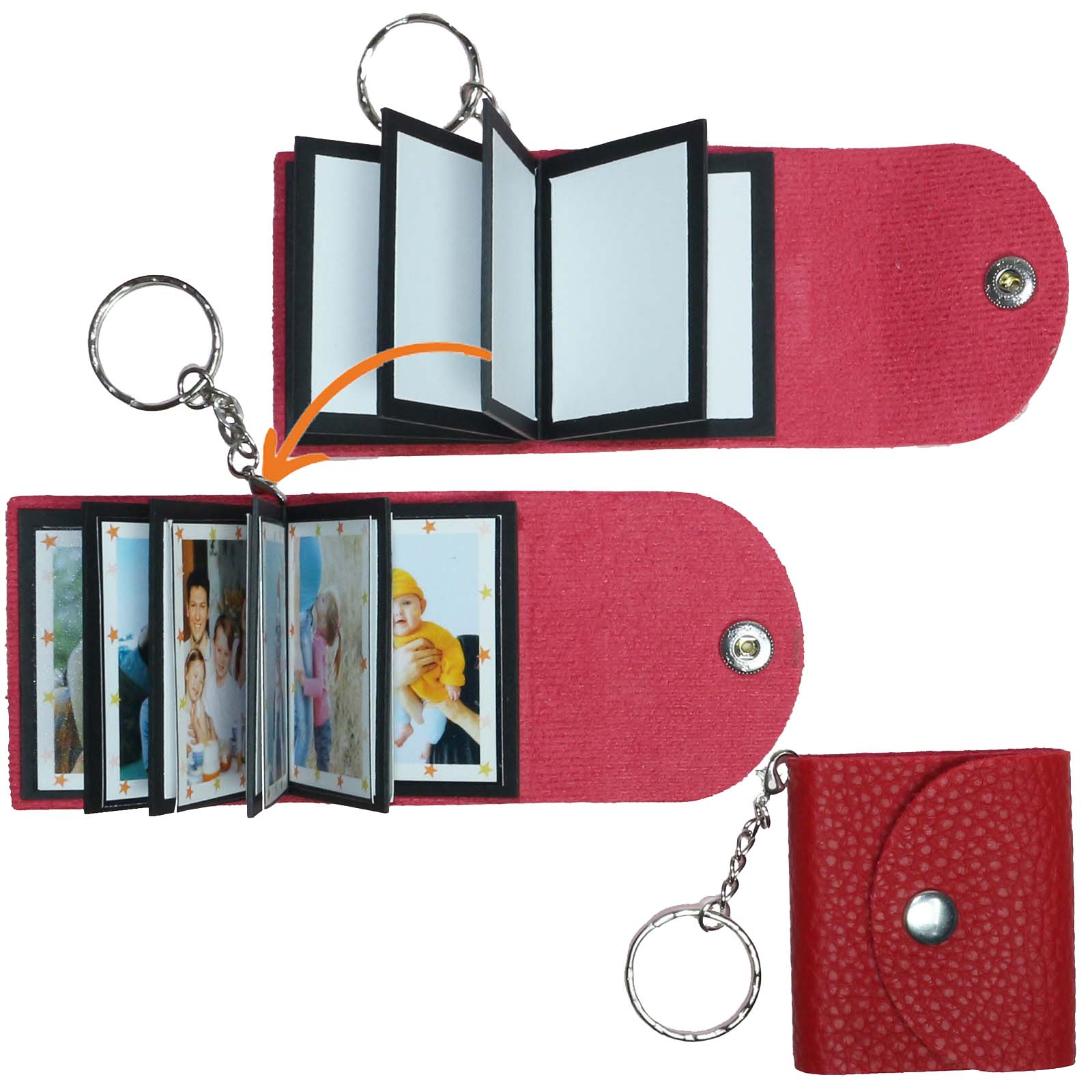 Mini Photo Keychain, DIY Small Custom Leather Memory Photo, Picture Keychains Personalized Album for Family, Boyfriend, Couples, Dog, Friends - uniqicon