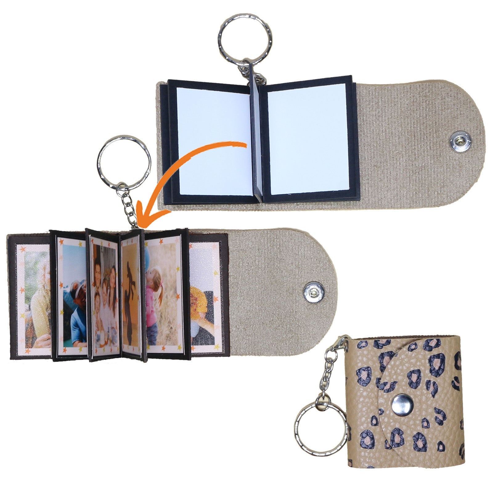 Mini Photo Keychain, DIY Small Custom Leather Memory Photo, Picture Keychains Personalized Album for Family, Boyfriend, Couples, Dog, Friends - uniqicon