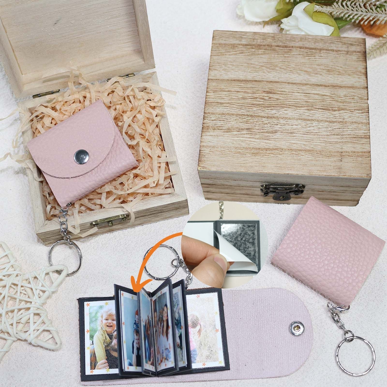 Mini Photo Keychain, DIY Small Custom Leather Memory Photo, Picture Keychains Personalized Album for Family, Boyfriend, Couples, Dog, Friends - uniqicon