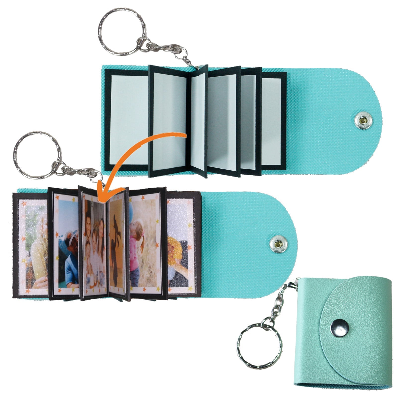 Mini Photo Keychain, DIY Small Custom Leather Memory Photo, Picture Keychains Personalized Album for Family, Boyfriend, Couples, Dog, Friends - uniqicon