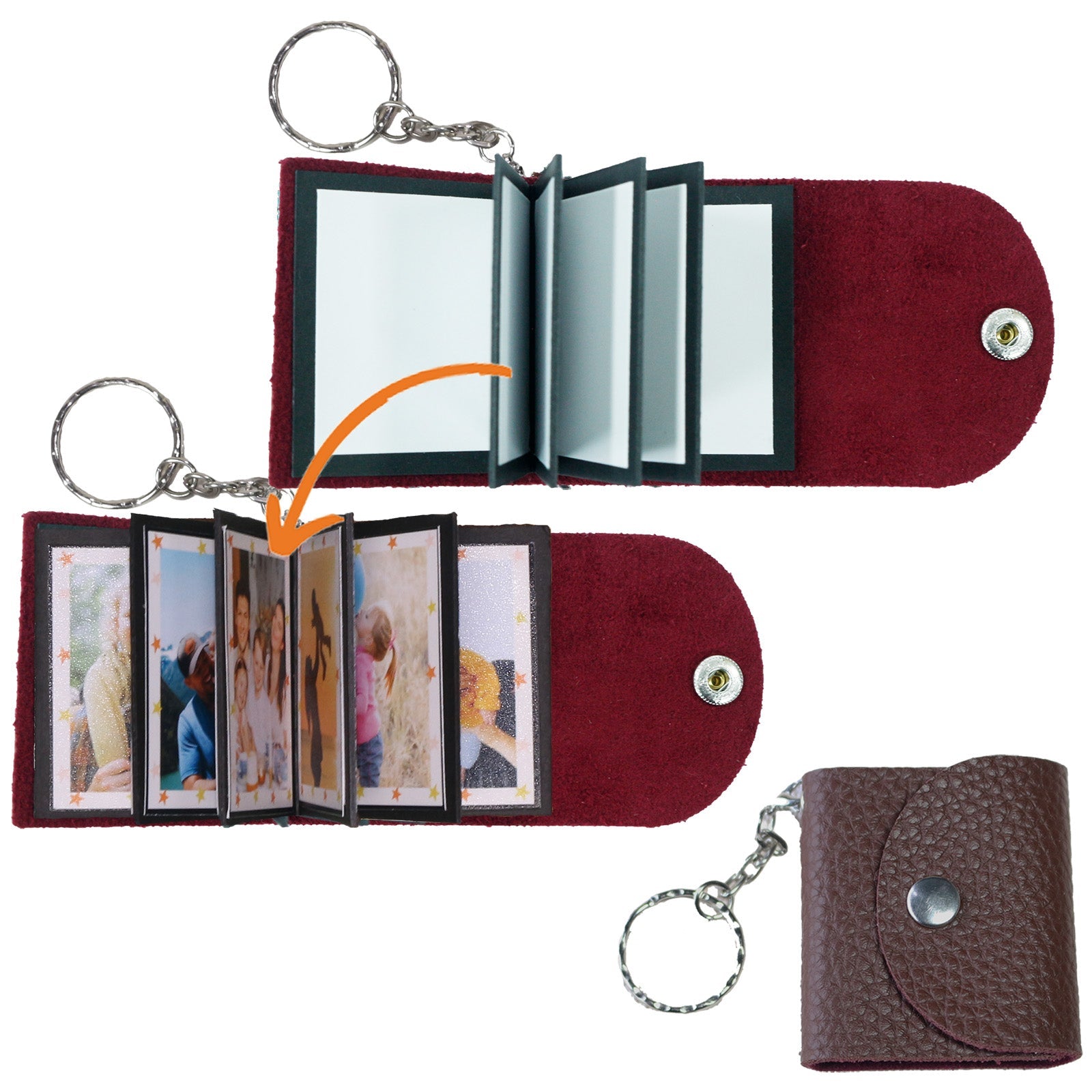 Mini Photo Keychain, DIY Small Custom Leather Memory Photo, Picture Keychains Personalized Album for Family, Boyfriend, Couples, Dog, Friends - uniqicon