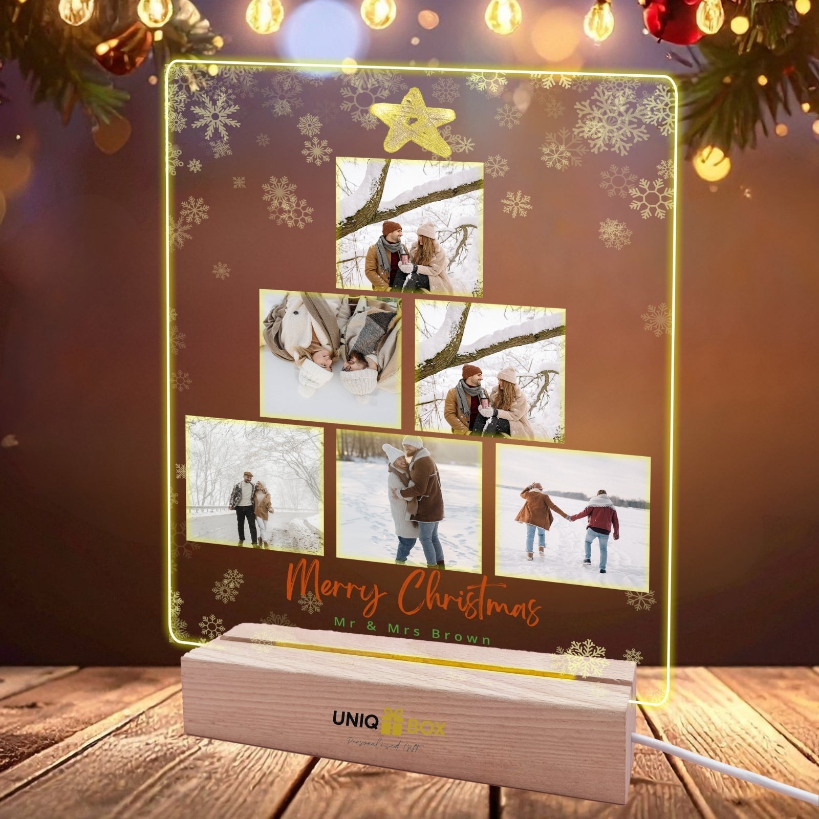 Personalised Christmas Photo Gifts, Light Up Photos Frame, Multiple Pictures Gifts for Women, Boyfriend, Girlfriend, Family, Men, Him, Her, Customised Acrylic Plaque from son daughter - uniqicon