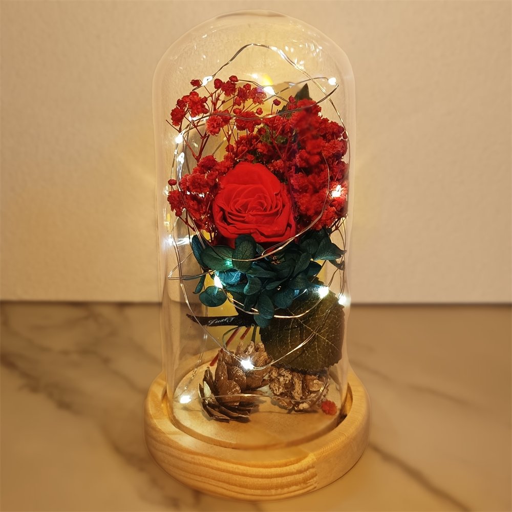 Anniversary & Valentine's Day Gifts For Mom Women, Personalized Rose Lamp, Mother's Day, Birthday Presents For Mom,Girlfriends & Wives Handmade Roses Flowers Galaxy Eternal Enchanted Rose Glass Dome With Message 2F - uniqicon