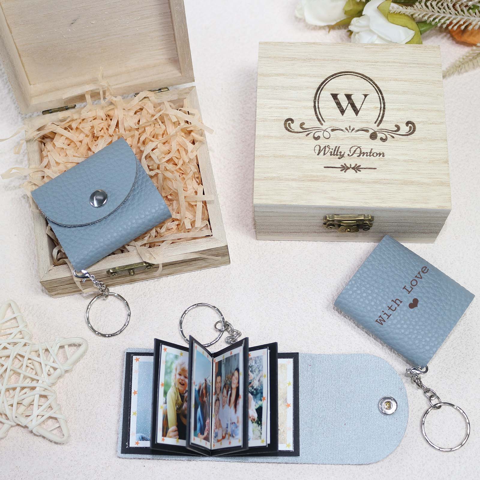 Personalized Mini Photo Keychain, Small Custom Leather Memory Photo, Picture Keychains Personalized Album, Mini Cute Key Ring Keychain with Picture Book for Family, Boyfriend, Couples, Dog, Friends - uniqicon